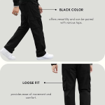 Men Black Smart Loose Fit Easy Wash Pleated Trousers